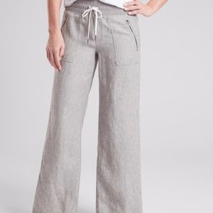Athleta Cabo Gray Wide Leg Linen Pant 0